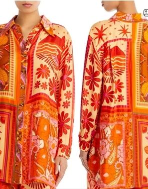 NWOT Farm Rio Forest Mixed Scarves Chemise Tunic Size Medium